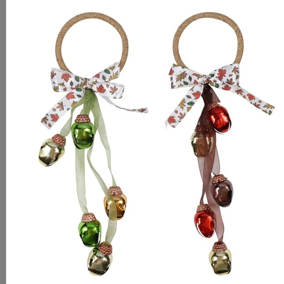 NWT Beautiful Green Fall Harvest Theme Door Knob Hanger w/ Bells - Picture 9 of 9